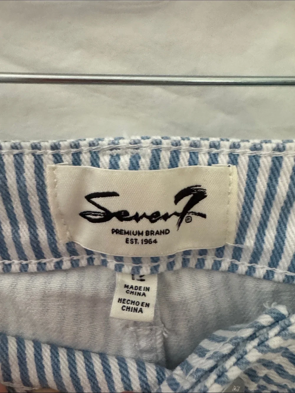 Seven7 Light Blue & White Denim Straight Leg Jeans